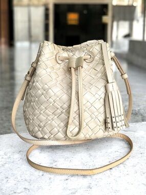 Massimo Dutti Woven Leather Bucket Shoulder Bag Crossbody